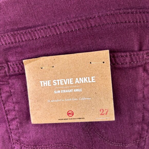 NWT AG Adriano Goldschmied Burgundy The Stevie Ankle Slim Straight  Size 27 - Picture 4 of 12